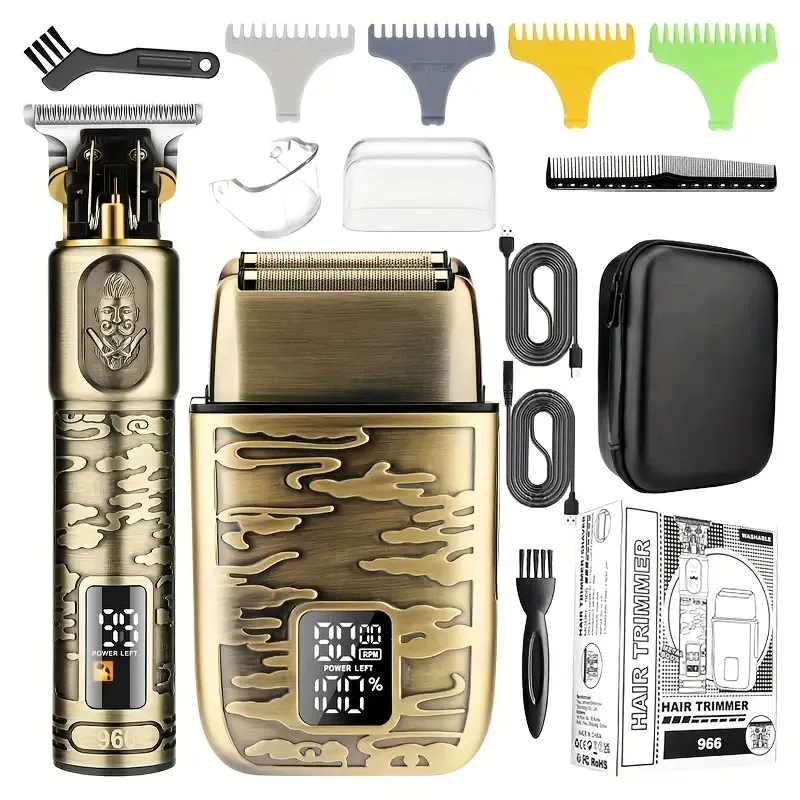 Tagliacapelli professionale Tagliacapelli Cordless Barber Clippers T-Blade Beard Trimmer Rasoio elettrico Rasoio per uomo