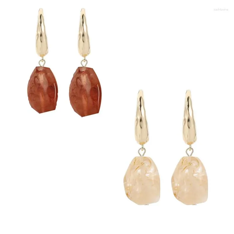 Boucles d'oreilles pendantes élégantes perles irrégulières en résine transparente goutte pendentif transparent pour femmes filles BOHO