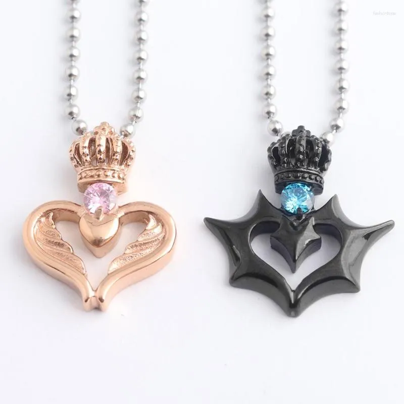 Pendentif Colliers Mode Couple Métal Coeur Couronne Collier Saint Valentin Memorial Cadeau Hommes Femmes Bijoux Accessoires