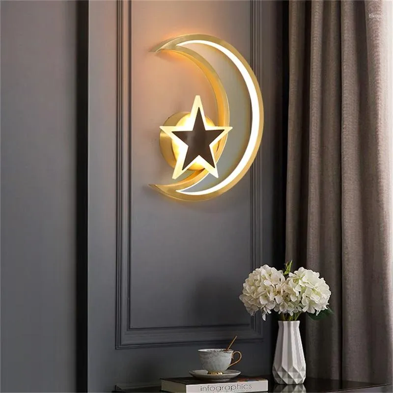 Lampa ścienna Temar Nordic Lights Brass Sconces Contemporary Creative Moon Star LED Hal do domu