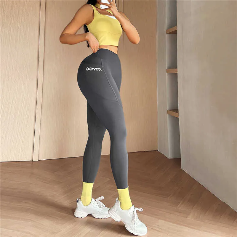 Damen-Yoga-Leggings mit Tasche, schlanke Hai-Hose, hohe Taille, Hüftheben, Übung, Fitness, Laufen, Sport, Strumpfhosen