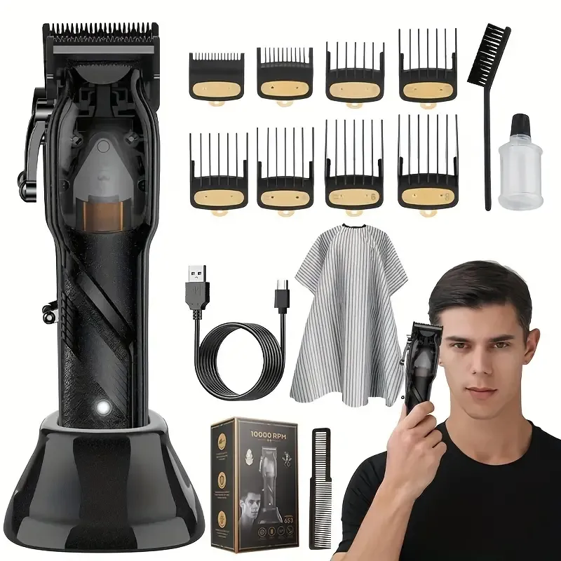 Tondeuse à cheveux sans fil pour homme : kit de toilettage professionnel pour coupe de cheveux – Tondeuse à cheveux électrique rechargeable pour homme – Cadeau parfait pour le petit ami du père.