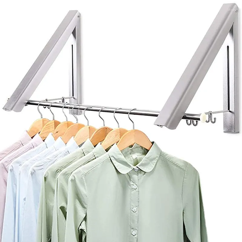 Hangers Folding Mounted Saving Storage Hanger Hanging Clothes Hidden Dryer Retractable Coat Wall Aluminum Space Rack Drying Shirt Pants