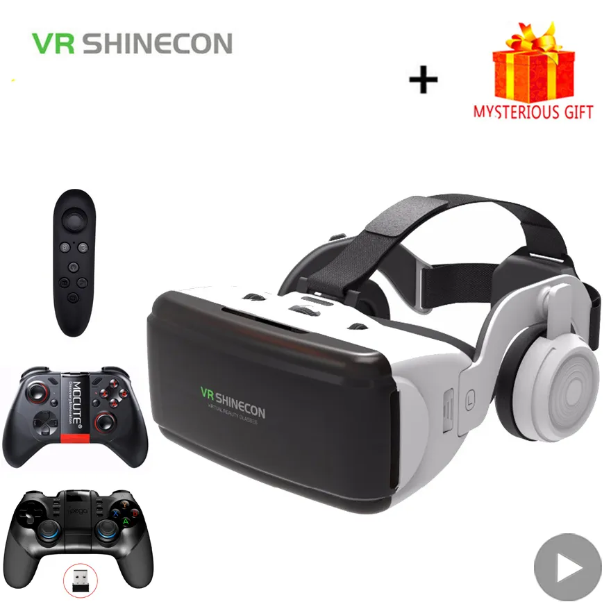 Szklanki 3D VR Shinecon Casque Hełm wirtualna rzeczywistość dla smartfona zestaw słuchawkowych Gogle Binokulars Gra wideo Wirth obiektyw 230804