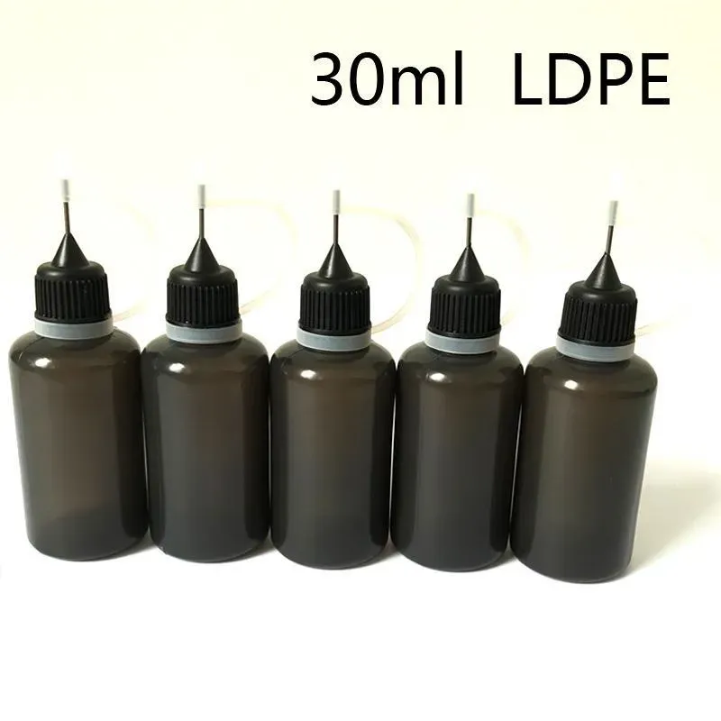 Black Color Needle Bottle E Liquid 5ml 10ml 30ml Empty Soft Plastic Filling Bottles LDPE Squeezable Dropper Needle-Tip Juice Oil