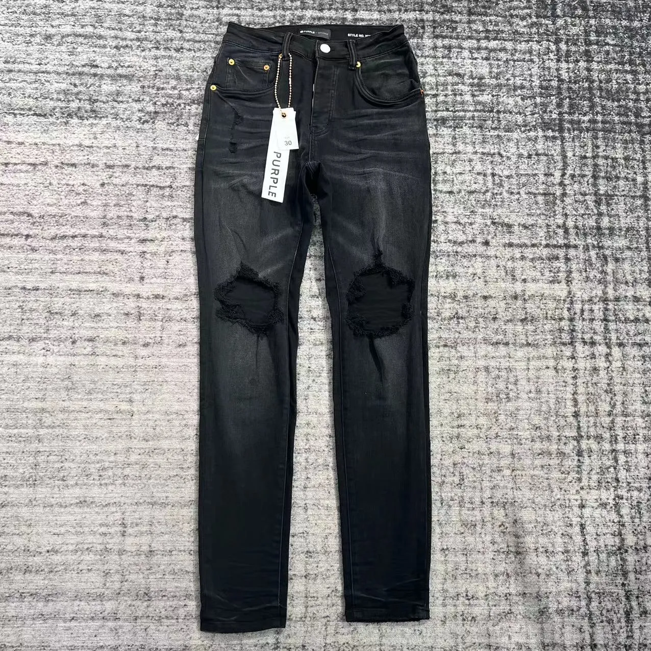 DHgate.com:Mens Distressed Slim Fit Purple Jeans - Ripped