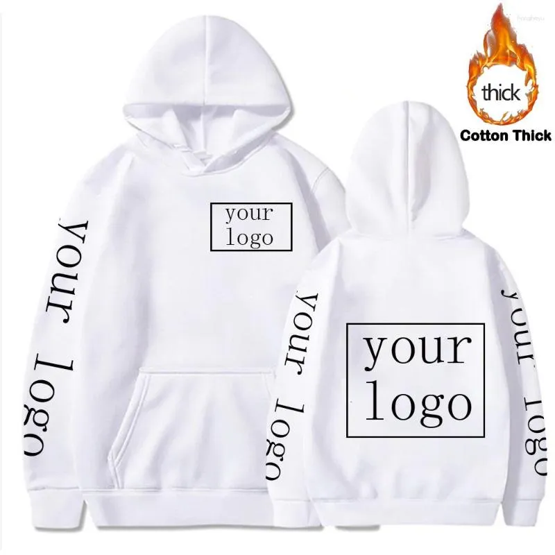 Sweats à capuche pour hommes Votre propre conception Coton Épaissir Marque Logo / Image Personnalisé Texte personnalisé DIY Imprimer Sweat Hommes Casual Warm Tops