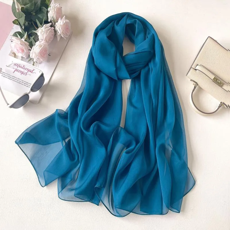 Cachecóis Marca Lenço de Seda Moda Feminino Sólido Verão Feminino Design Xale E Envoltório Foulard Lenço de Cabeça Feminino Hijab Bandana