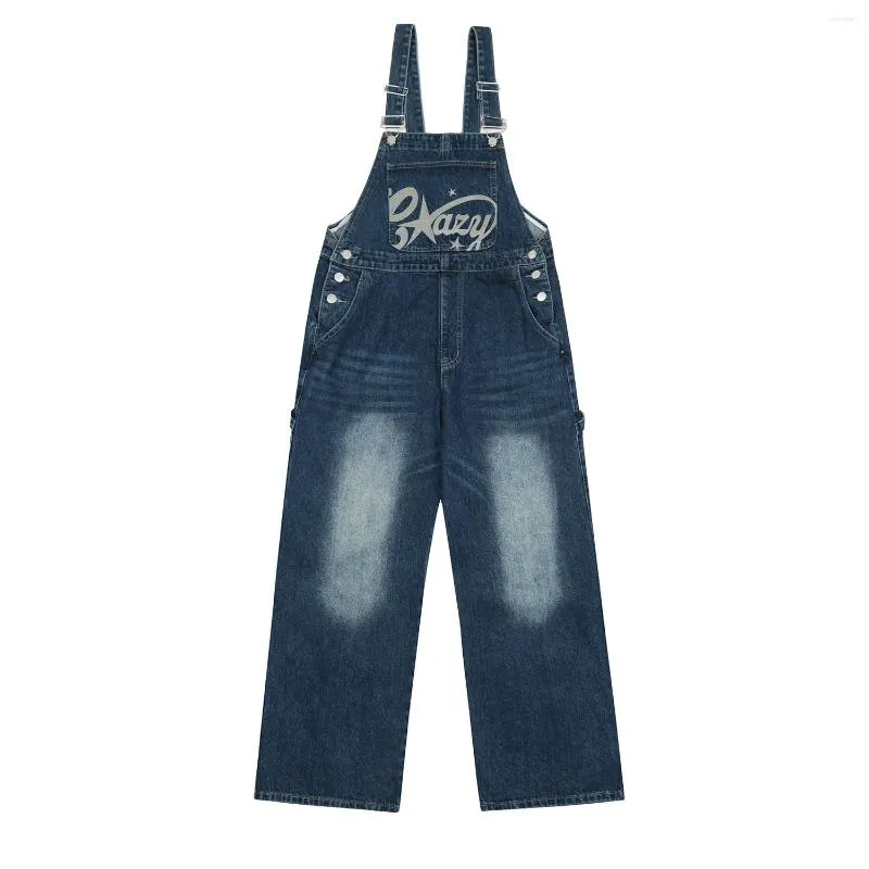 Heren Jeans Amerikaanse Streetwear Overalls Broek Herfst En Winter Vintage Gewassen Verontruste Denim Band Oversized Cargo