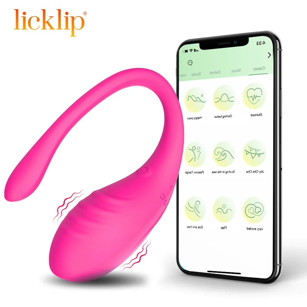 EggsBullets LICKLIP APP Control Vibradores vaginales Punto G Masajeador de huevo vibrador anal Estimulador portátil Juguetes sexuales para adultos para mujeres Parejas 230804