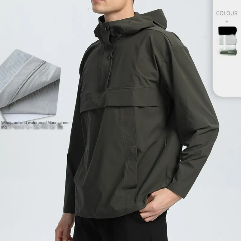 Hommes Trench Coats Printemps et Été Sports de Plein Air Escalade Coupe-Vent Chaud Nylon Manteau À Capuche Élastique Fitness Course À Manches Longues 230804