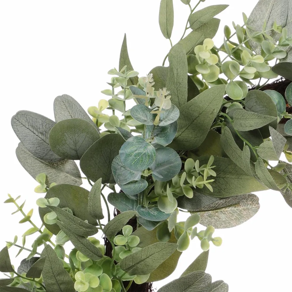 Couronne de printemps artificielle d'eucalyptus de 24 po avec feuilles de Jenny rampantes