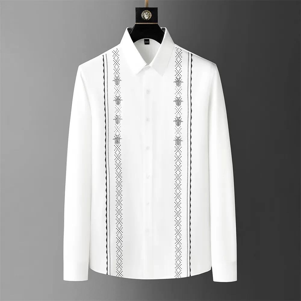 Roupas de marca Camisas casuais de luxo masculinas manga comprida finas camisas formais de negócios camisa social para banquetes 5XL