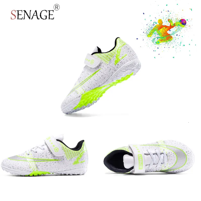 Chaussures habillées Senage Children de haute qualité Soccer Boys Girls Élèves non glisses Splint Training Football Shoe Kids Futsal Turf Sneakers 230804