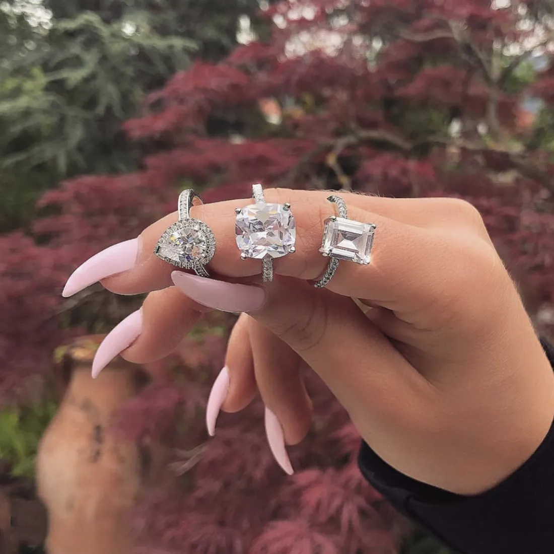 Anillos De Compromiso De Plata Esterlina Para Mujeres, Juegos De Anillos De  Boda De 3 Piezas Con Diamante Simulado De Corte Esmeralda, Joyería De  Acabado De Platino De 6,06 € | DHgate, image size:1100x1100