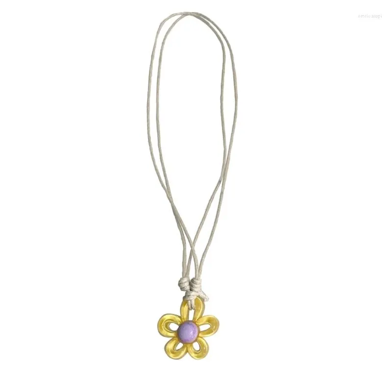 Naszyjniki wisiorek kwiat Pull String Choker materiał materiał biżuterii Prezenty urodzinowe k3kf