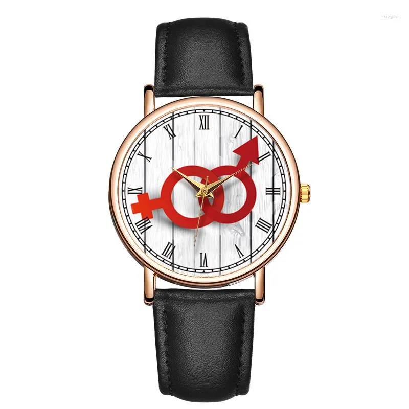 Wristwatches Minimalism Women's Wrist Watch Male And Female Logo Ladies Leather Strap Interesting Lady Quartz Montre Femme