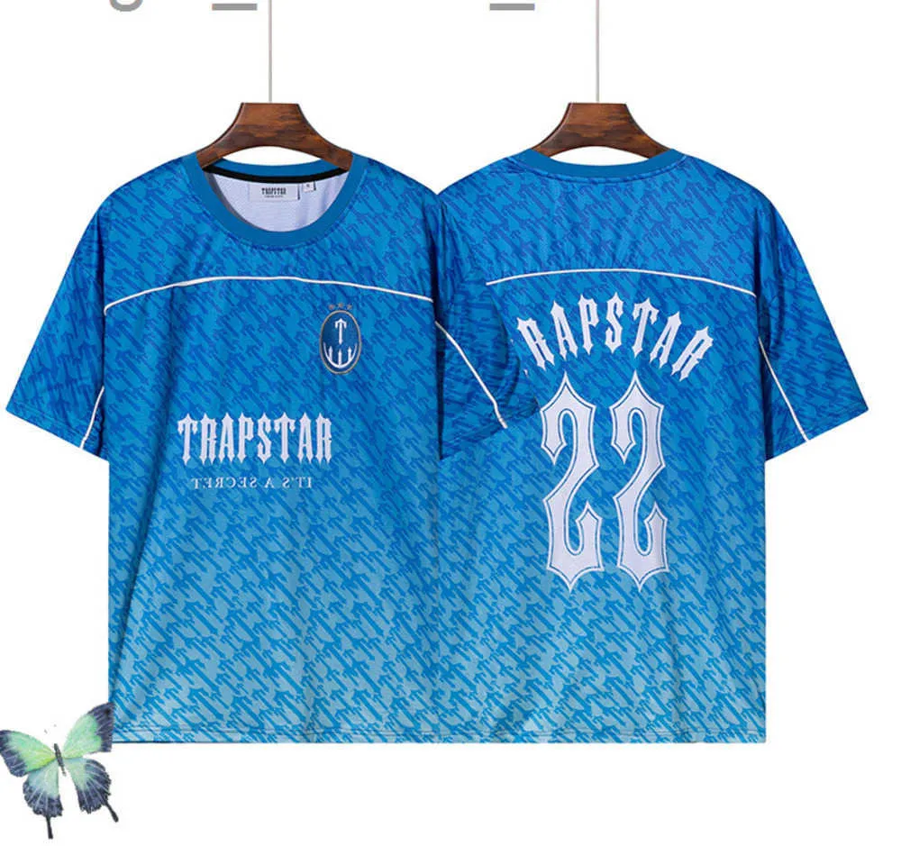 Trapstar Mesh Football Jersey Blue No.22 Men Sportwear T-Shirt W220811 Tidal Current Movement23