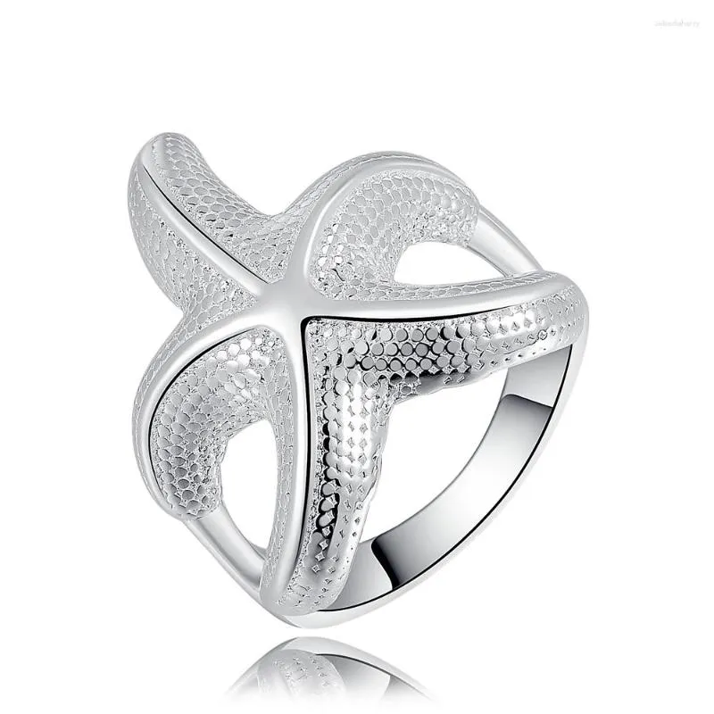 Trouwringen Mooie Grote Zeester Zilver Kleur Ring Mode-sieraden Charm Vrouwen Leuk Leuk Cadeau