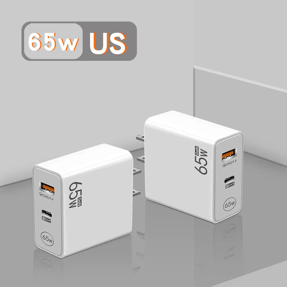 65W GaN USB Charger Type C Charger Adapter PD Charger For iPhone 14 13 12 Pro Xiaomi Samsung Quick Charge 3.0 Fast Phone Charger