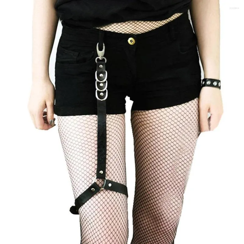 Chaînes de cheville rondes en cuir PU jambe chaîne Sexy Punk jarretière chaussette harnais noir réglable Bondage pied cheville cuisse sangles cadeau de noël