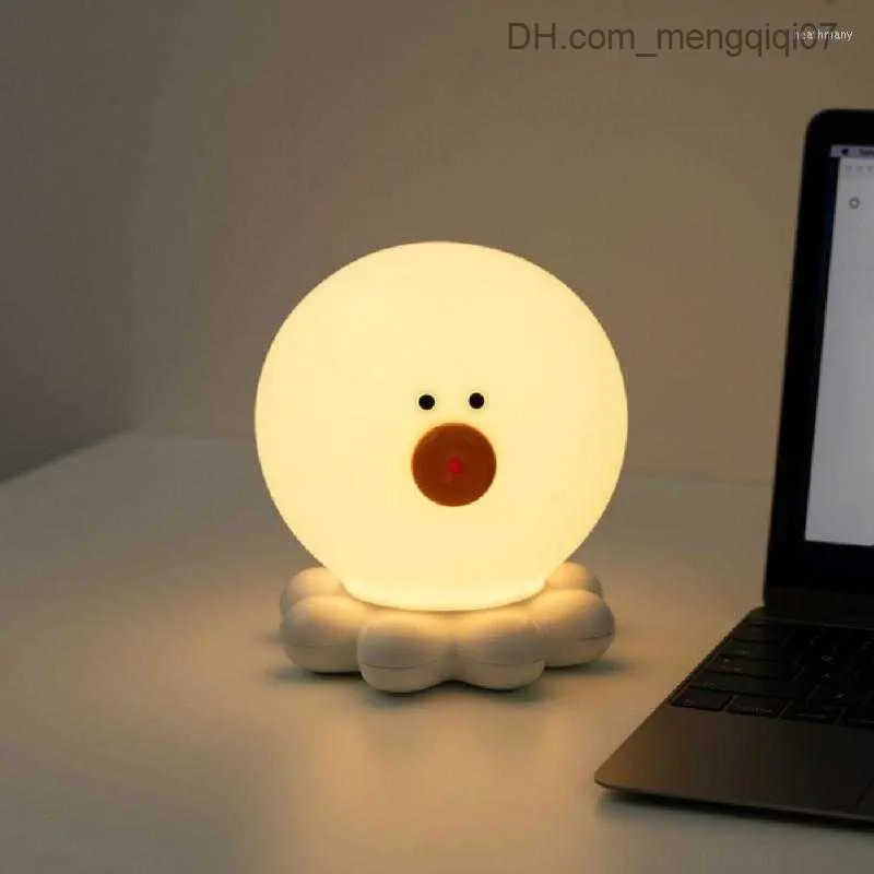 Lampor nyanser nattlampor bläckfisk kiseldioxid klapp ljus USB kreativitet gåva kväll baby matning tecknade sängkläder led lampa z230809