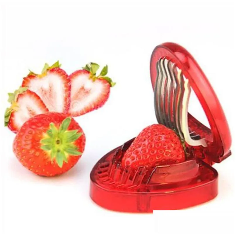 Fruits Légumes Outils Creative Stberry Slicer Sculpture Gâteau Décoratif Cutter Cuisine Gadget Accessoires Couteau Drop Delivery Accueil Gar Dhlqu