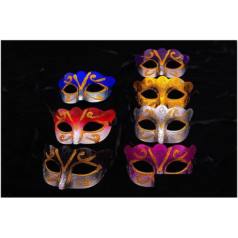 Maschere per feste Promozione espressa Maschera di vendita con glitter oro Veneziano Uni Sparkle Masquerade Mardi Gras Drop Delivery Home Garden Fest Dholl