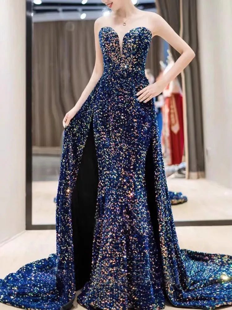 Navy/Burgundy Sequin Glitter Formal Dress with Sweep Train - Elegant Formal Gown Long Elegant Evening Dresses Navy \u0026 Burgundy Sequin Gown With Sweep Train, Long  Sparkly Prom Dresses For Formal Events From Lpdqlstudio, $127.76 |  DHgate.Com