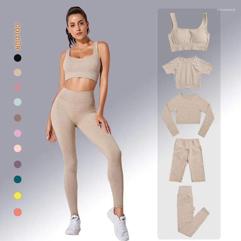 Active Sets Women Yoga Set Workout Clothes Long Sleeve Crop Top Athletic Wear Sports Suit Gym Legging Woman Tracksuit Fitness Outfit