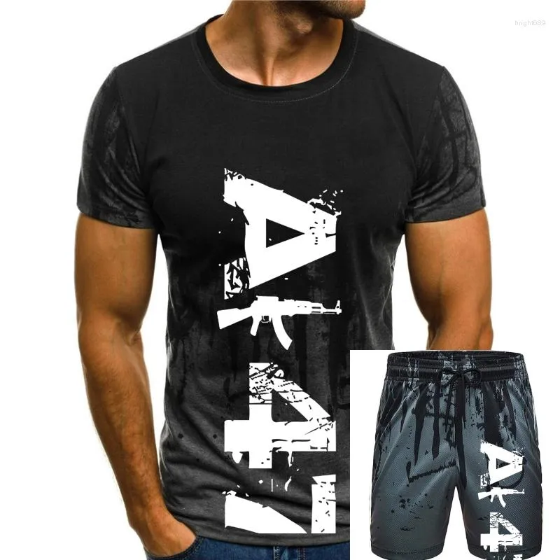 Męskie dresy est 2023 T Shirt Men o szyja bawełniana koszulka pionowa broń modowa czarne koszule tet online