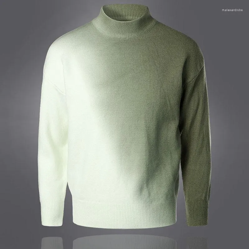Gradient Color High Neck Sweater Men For Autumn/Winter 2023 Knitwear  Pullover With Mock Neck Bottoming Shirt From Malewardrobe, $33.05