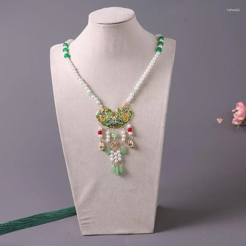 Anhänger Halsketten Luxus alte chinesische Hanfu für Frauen mit Quaste 2023