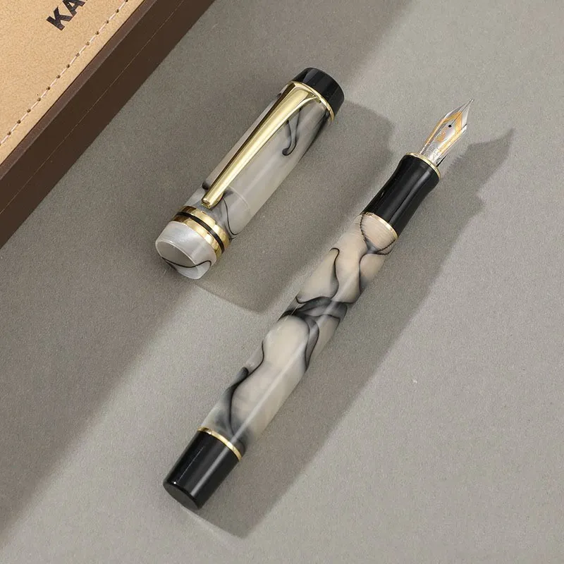 Fountain Penns Kaigelu 316 Akryl Fountain Pen F Nib Blue Brown White Marble Amber Mönster Ink Pen Writing Gift for Students Office Business 230804