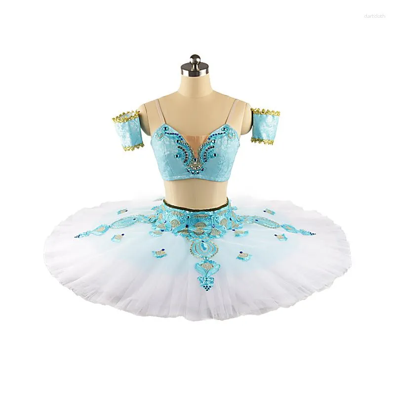 Stage Wear Professional High Quality Selling Custom Size Kids Girls Adult Women 12 Layers Performance Lake Green Ballet Tutu