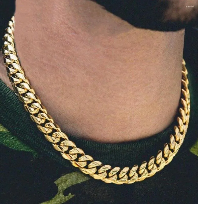 Kedjor män kvinnor 13 mm trottoark kubansk länk kedja halsband klassisk guld silver färg metall mäns armband hiphop smycken