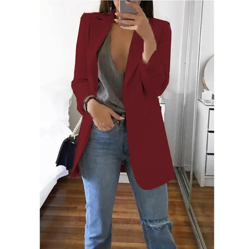 Traje De 2 Piezas Para Mujer - Blazer Largo Y Pantalón, Estilo Elegante Y Slim Fit, Para Oficina, Fiesta O Cena, Color Sólido
