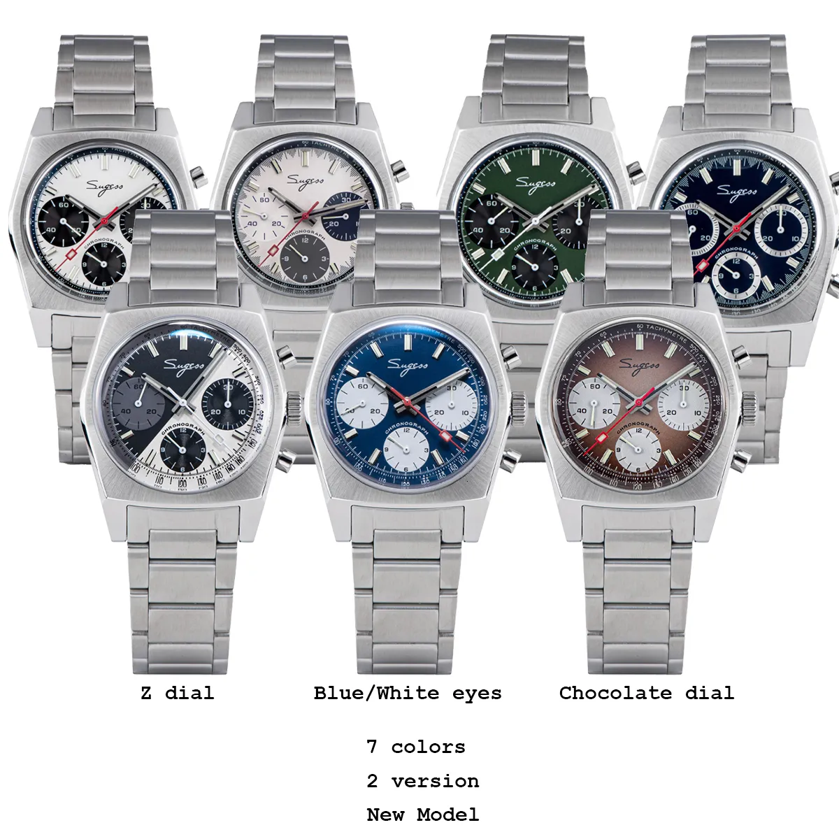 他の時計sugess 37mmクロノグラフの男性Seagull ST1902 Swanneck...を 