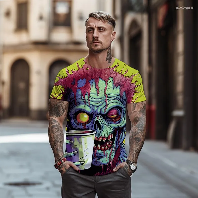 Camisetas De Hombre Patr n De Impresi n De Calavera De Terror 3D