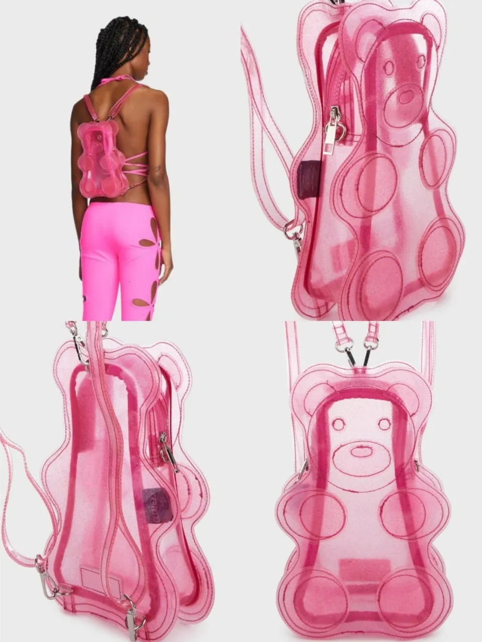 Abendtaschen Frauen Kleine Y2k Rosa Ita Rucksack Nette Bär Kinder Mini Tier Tasche Mode Weibliche Persönlichkeit Transparent 230804