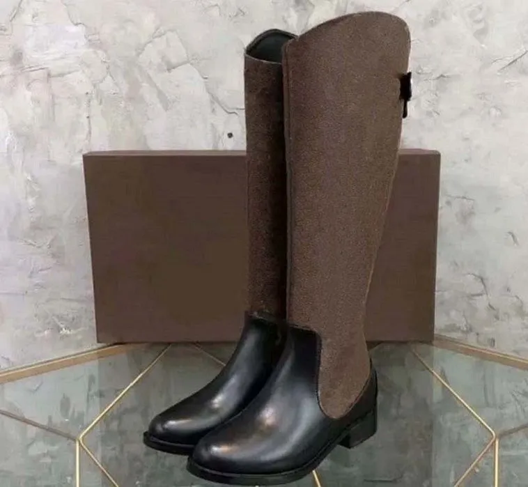 2023 Luxusdesigner Boots Frauen Martin Holz Cowboy Schneeschwarz Leder Luxus High Heels