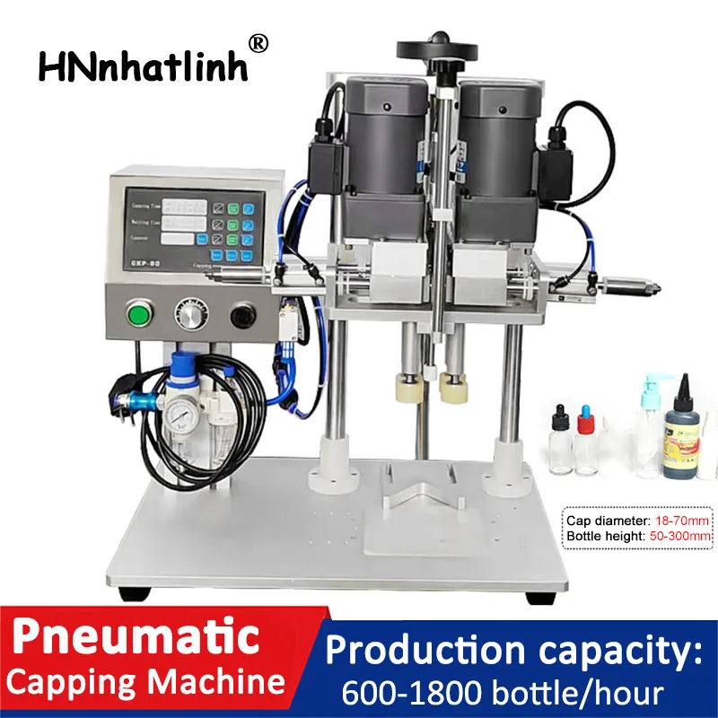 Halbautomatische Flaschenverschließmaschine mit Schraubverschluss, Einhorn-Saft-Flüssigkeitssprühkappe, Twist-Glas-Tropfer-Tischplatte mit 18–70 mm Kappengröße