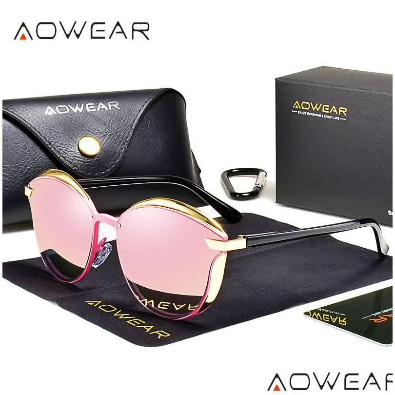 Lunettes de soleil Aowear Luxe Cat Eye Rétro Femmes Polarisation Intéressant Designer Lentilles Lunettes 230512 Drop Delivery Mode Accessoire Dhv3O