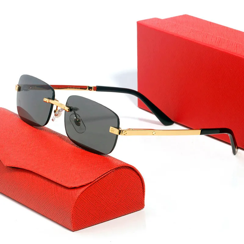 Mode lunettes de soleil sans monture Designer femmes à la mode petit rectangle lunettes de soleil été voyage Style UV400 or marron nuances pour hommes lunettes Sonnenbrille