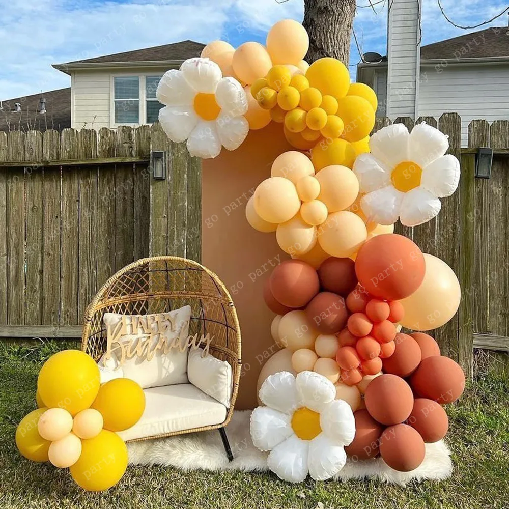 Other Event Party Supplies 88pcs Daisy Balloons Garland Arch Kit Retro Coffee Blush Yellow Latex Globos Wedding Birthday Party Decorations Kids Baby Shower 230804