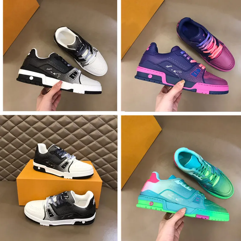 Avrupa Paris Ayakkabı Erkek Eğitmeni Tasarımcı Ayakkabı Gradyan Deri Marka Baskı Yeni Yüksek Kalite Gelecek Renk Maçı Gündelik Sabah Boyut 38-46