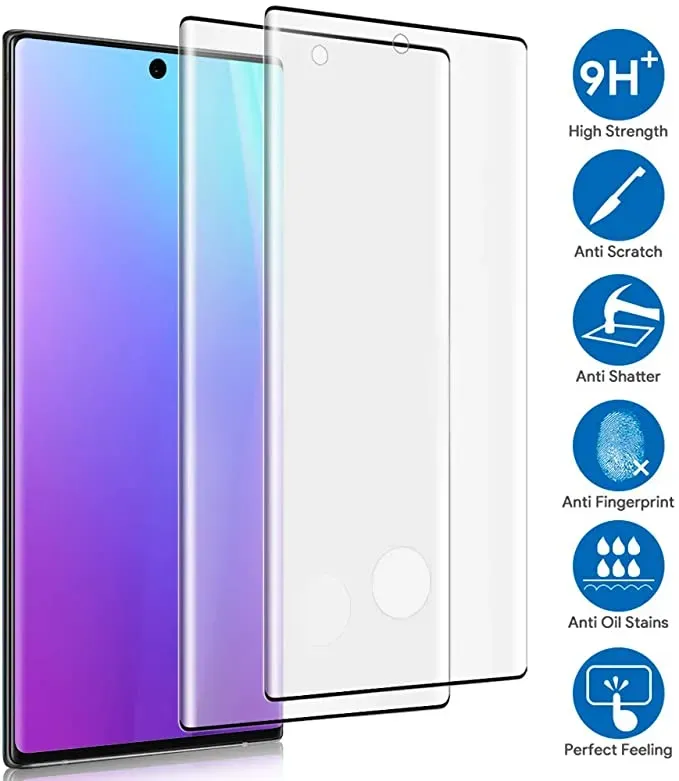 Pour Samsung Note 20 Pro Edge Glue With No Hole Anti Scratch Screen Protector Curved Works Fingerprint Tremped Glass With Retail Package