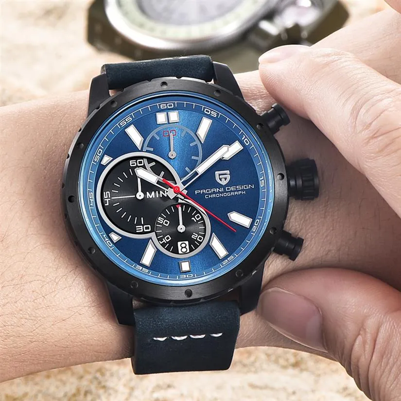 CWP 2021 смотрит на мужчины истинные шестиконтактные хронограф спортивный бренд Pagani Design Luxury Quartz Watch Reloj Hombre Relogio Masculino265a