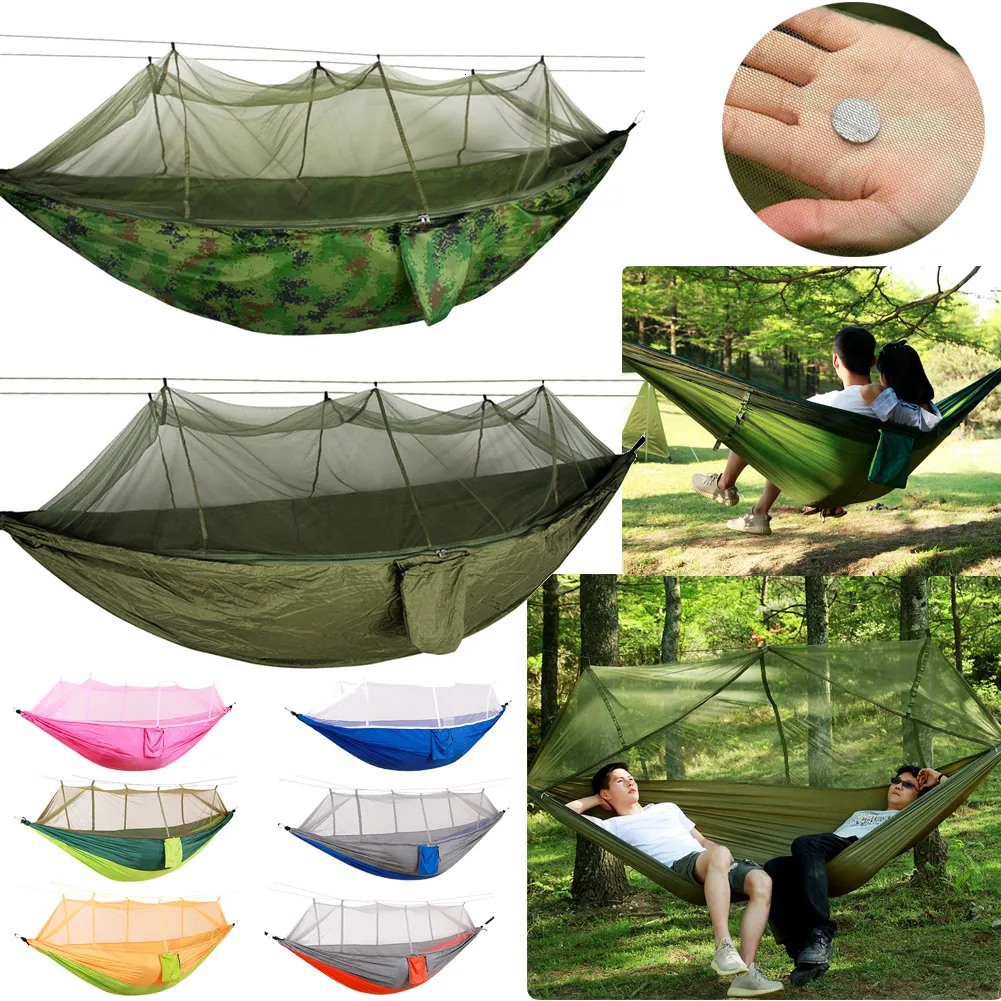 Hängmattor 1/2person Lätt camping Hammock Tält Awning Rain Fly Tarp Waterproof Mosquito Net Hammock Canopy 210t Nylon Hammocks 230804