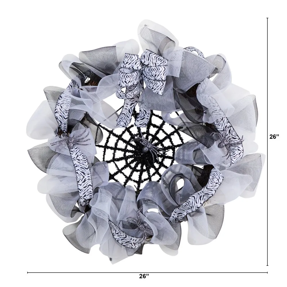 26 cali Halloween Spider Web Wreath